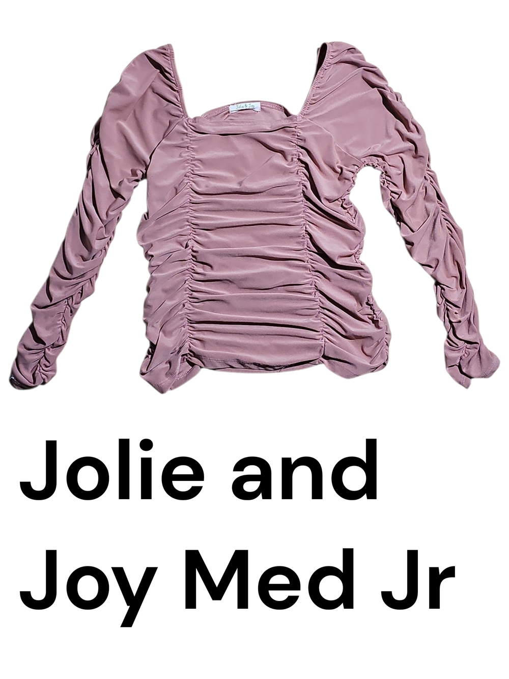 Jolie and Joy Mauve Ruched Long-Sleeve Square Neck Top